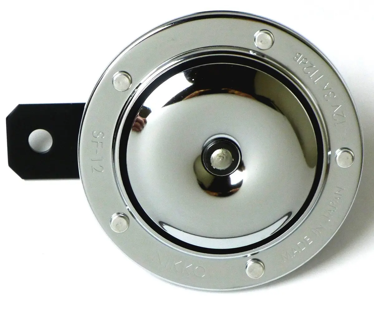 Nikko Motorcycle Horn 12V 12 Volt 3A 112Db Chrome Faced ~4" Dia. (Japan) 1