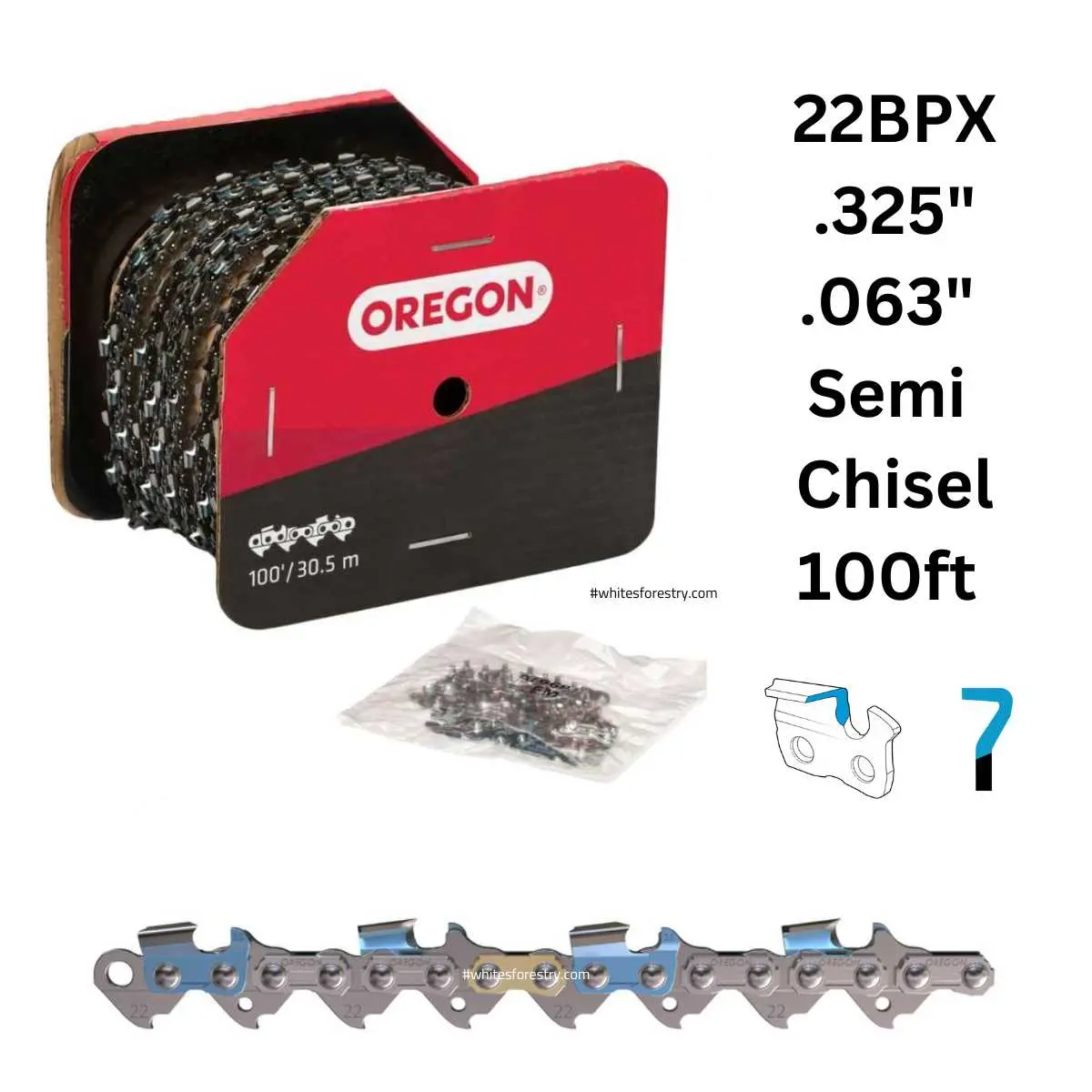 Oregon Chainsaw Chain 22Bpx .325" .063" 100Ft Semi Chisel 1