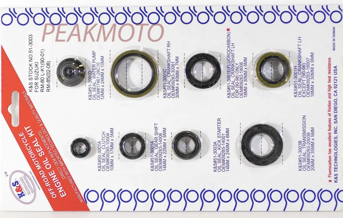 Suzuki Rm80 1990-2001, Rm85 2002-2009 K&S 51-3003 Engine Oil Seal Kit 1