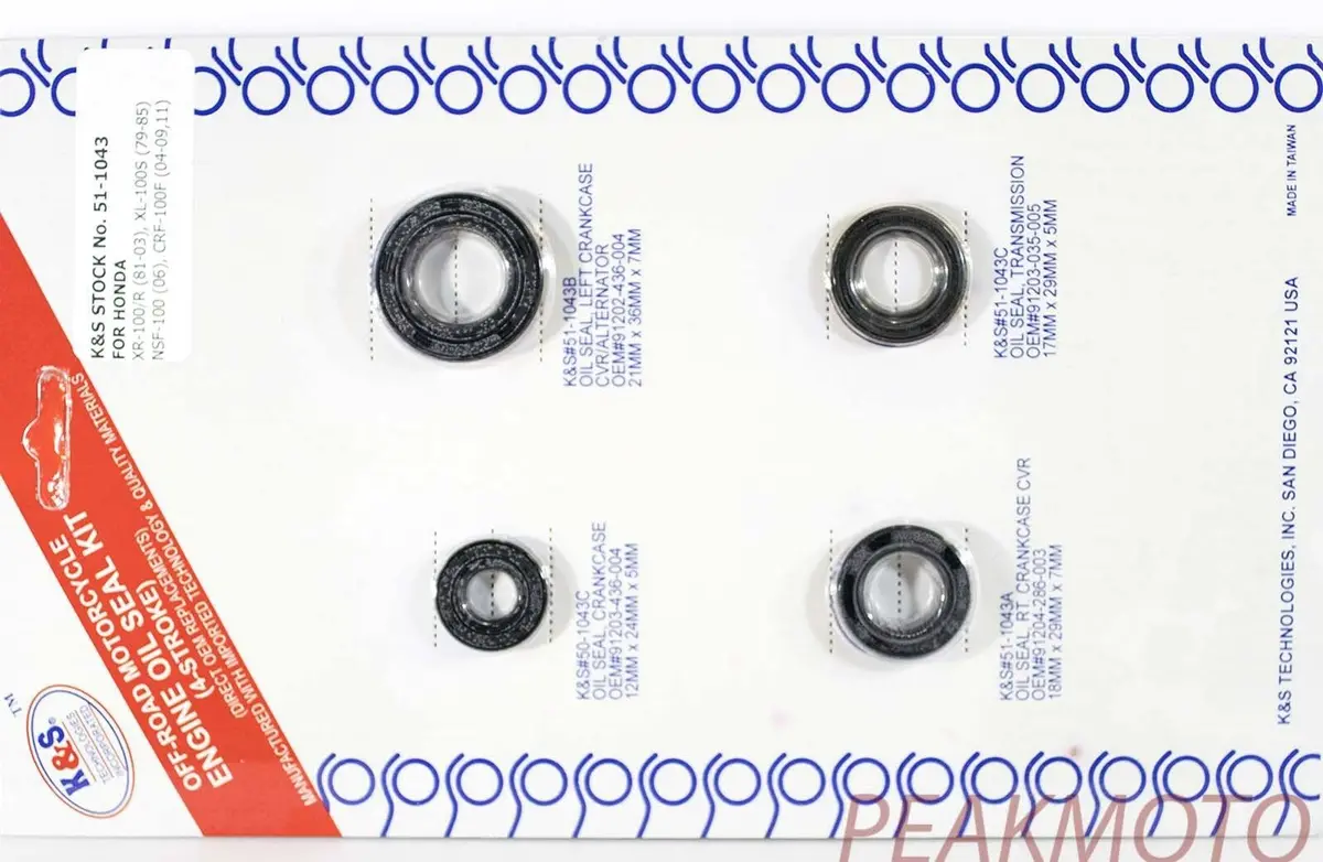 Honda Crf100f 04-09, 11-13, Xr100 81-84 Complete Engine Oil Kit K&S 51-1043 1
