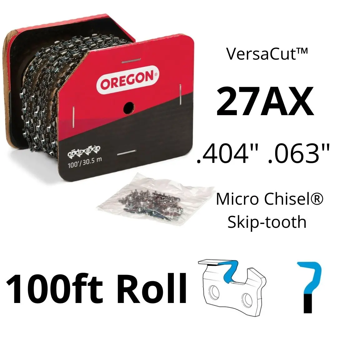 Oregon 27Ax Versacut™ Skip-Tooth Saw Chain .404" .063" Micro Chisel® 100Ft 1