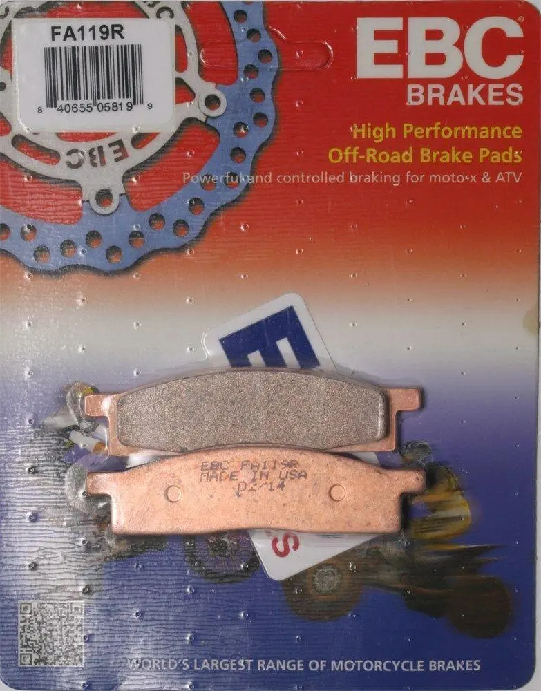 Ebc - Fa119r - R Series Sintered Brake Pads Front Yamaha Yz80 Yz85 1986-2016 1