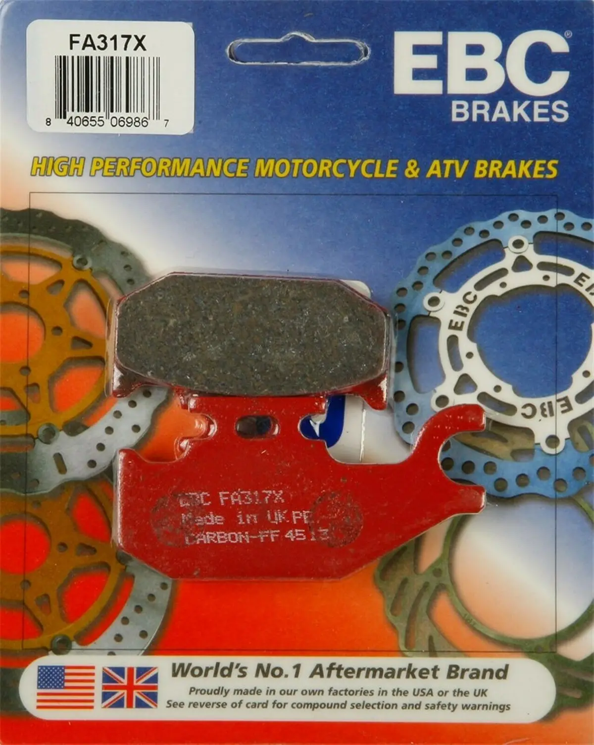 Ebc Fa317x X Series Carbon Brake Pads For Suzuki Lt-A 500 Vinson 4Wd 02-07  Rear 1