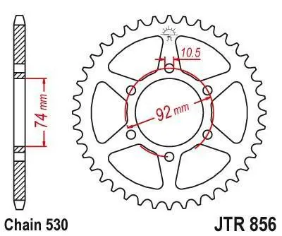 Jt Sprockets - Jtr856.46 - Steel Rear Sprocket, 46T Yamaha Xj550 Rh Seca 1981 2