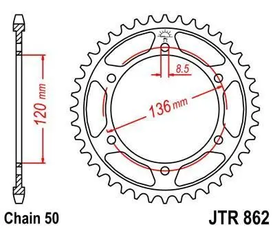 Jt Sprockets - Jtr862.46 - Steel Rear Sprocket, 46T Yamaha Fz600 1986-1988 2