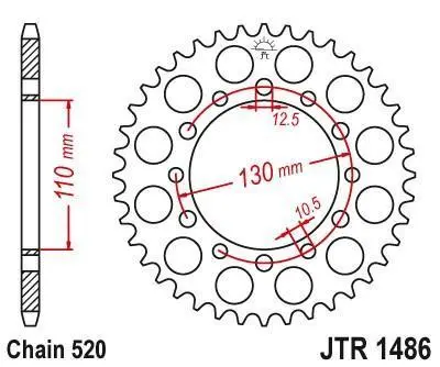 Jt Sprockets - Jtr1486.44 - Steel Rear Sprocket, 44T 2
