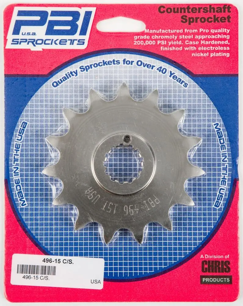 Pbi - 496-15 -  Front Countershaft Sprocket, 15T - Made In Usa 1