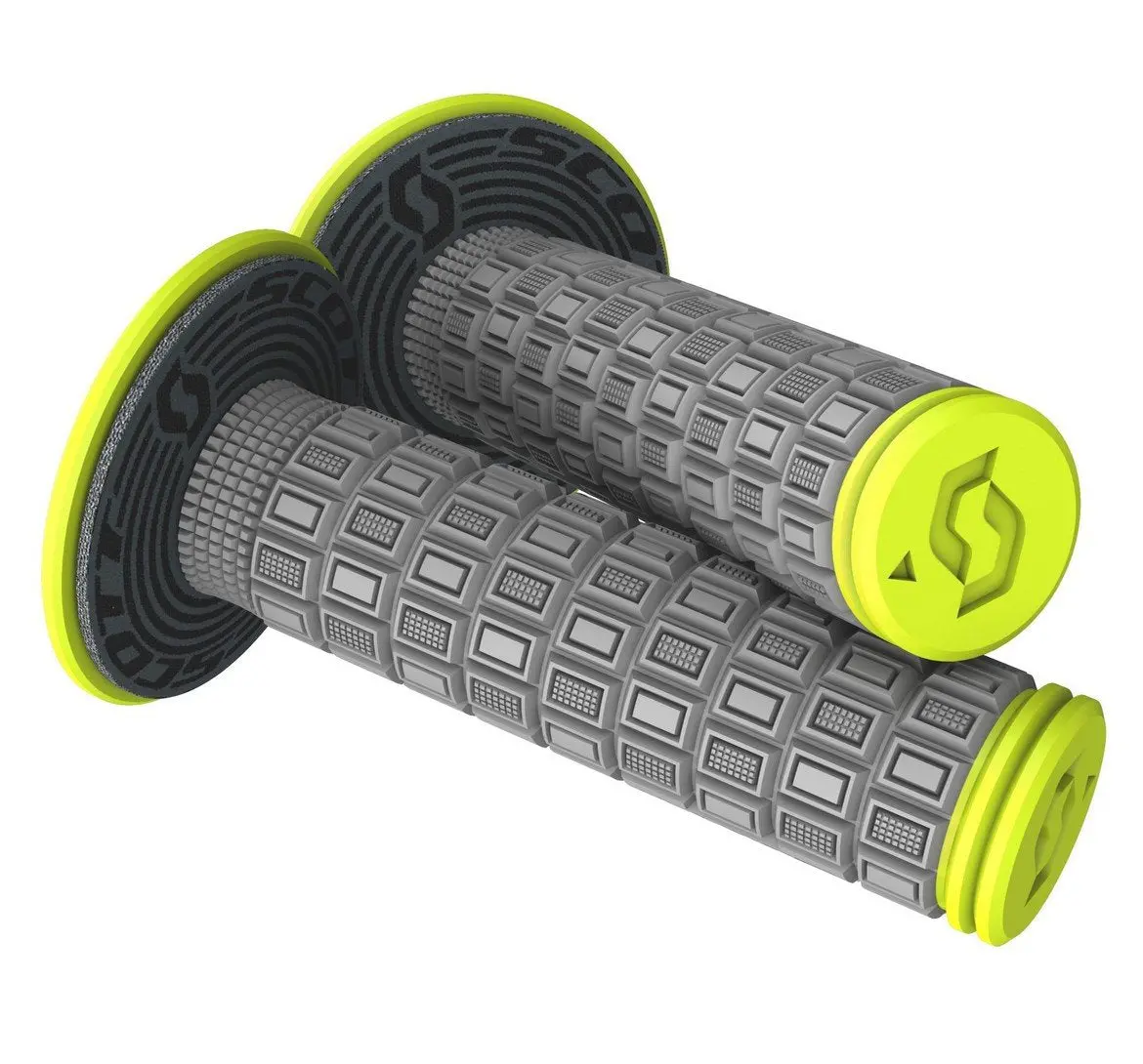 Scott Mellow Motocross Grips Grey/Neon Yellow Double Density +Donuts 269305-5776 1