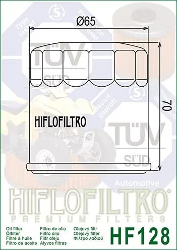 Hiflo - Hf128 - Oil Filter For Kawasaki 49065-2071, 49065-2078, 49065-7010 2