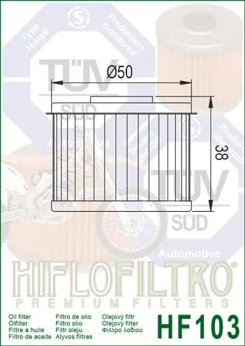 Hiflo Filtro - Hf103 - Replacement Motorcycle Oil Filter 2