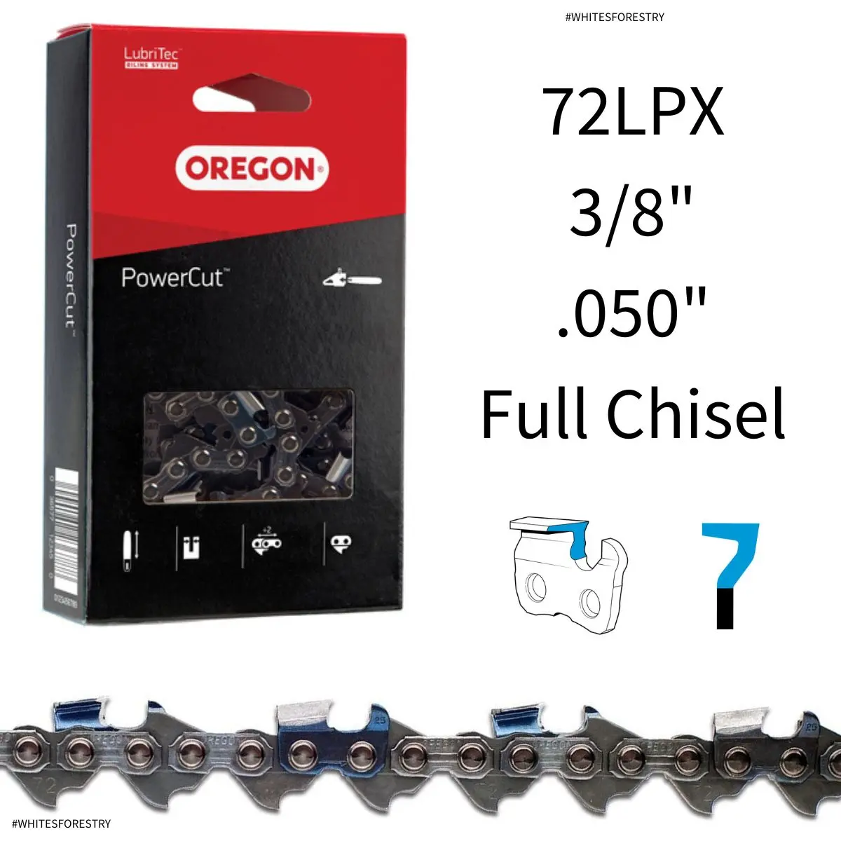 Oregon 72Lpx Powercut™ Saw Chain 3/8" .050" Full Chisel 1