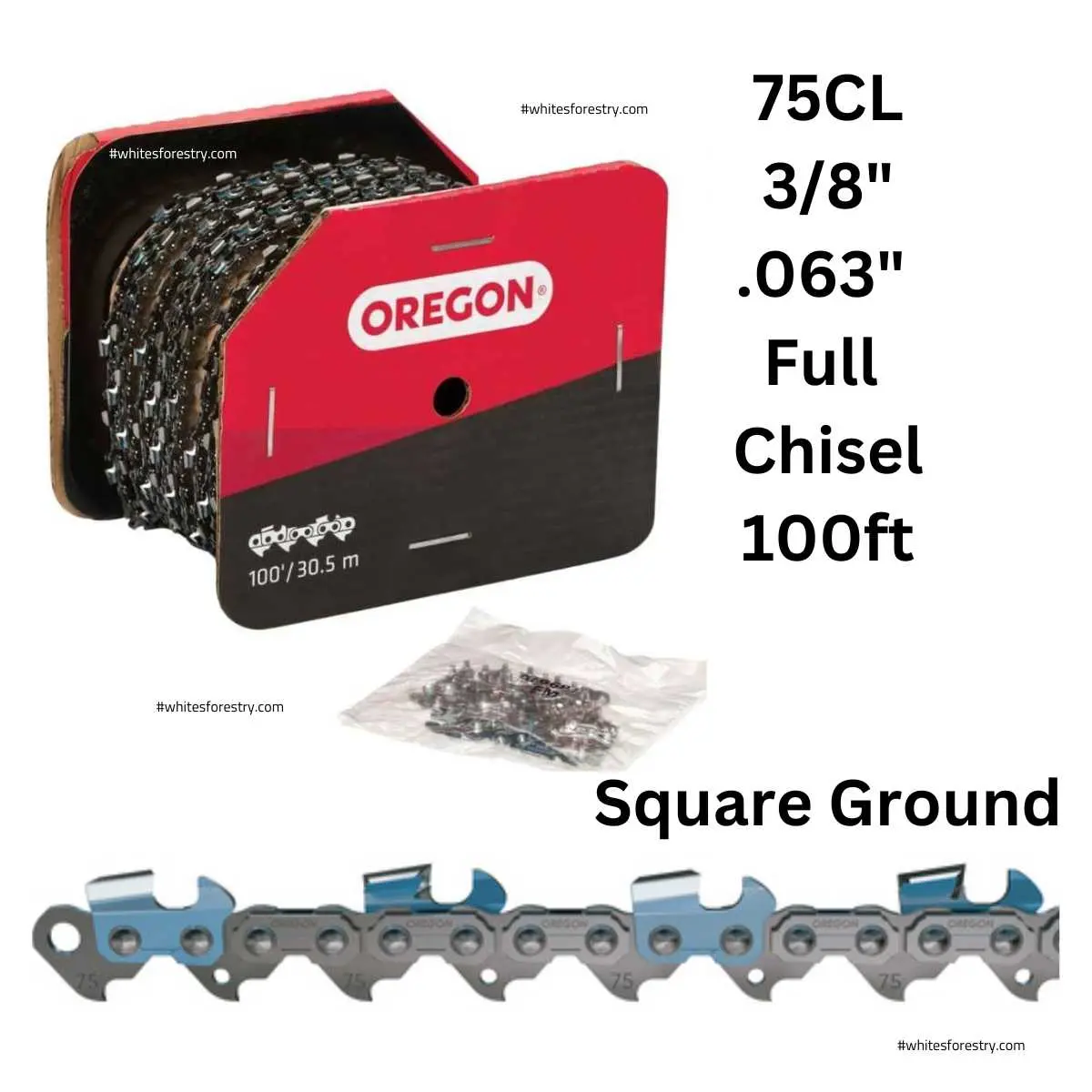 Oregon 75Cl Square Ground 3/8" .063" 100Ft Full Chisel 1