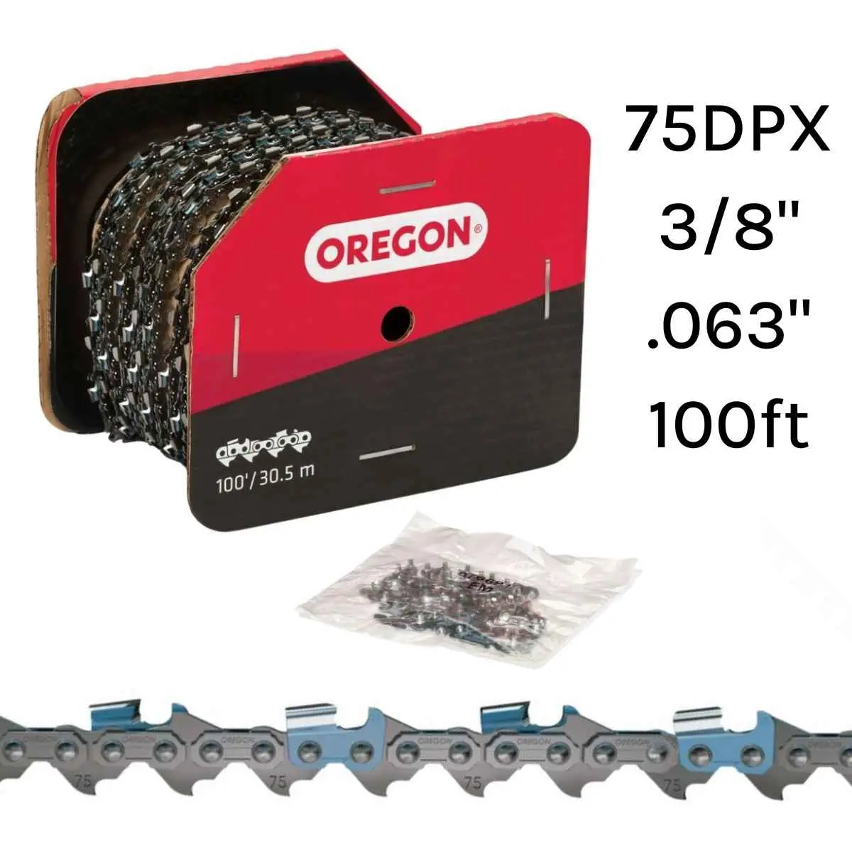 Oregon 75Dpx 3/8" .063" 100Ft Roll Semi Chisel 1