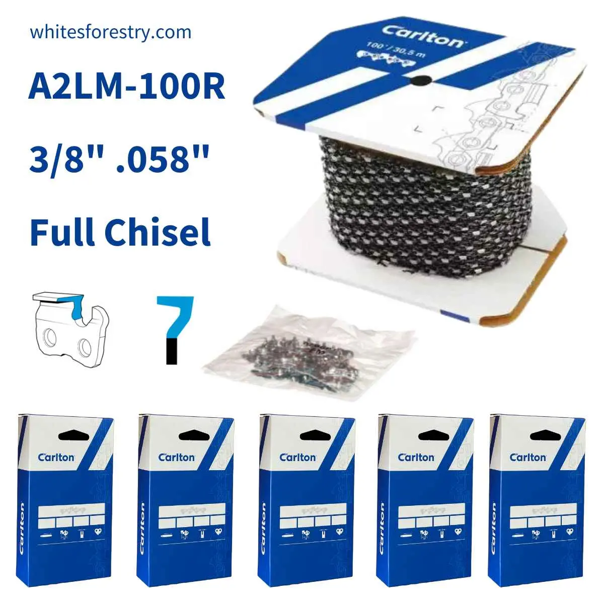 Carlton Chain 100Ft 3/8" .058" A2lm-100 Full Chisel 1