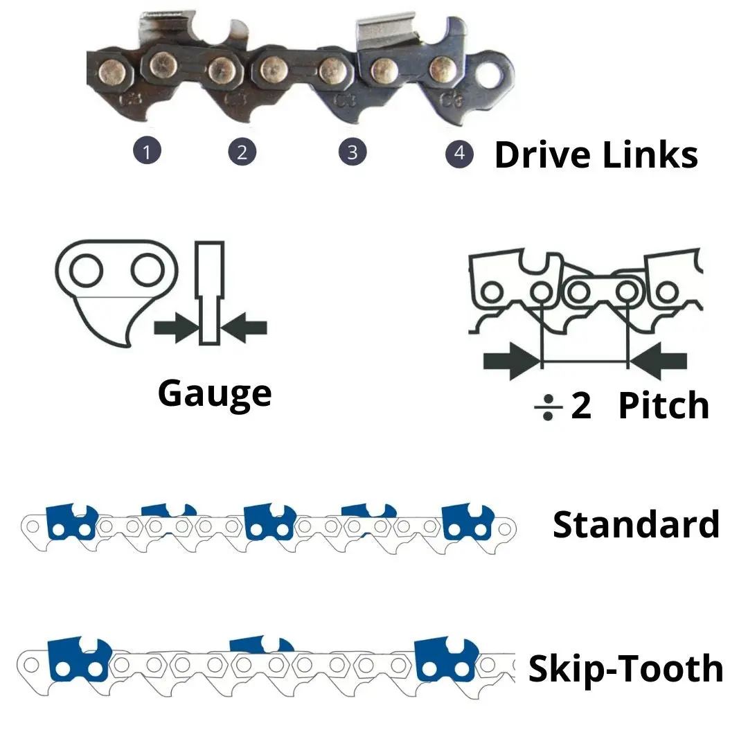 Archer Chainsaw Chain .404" .063" Skip-Tooth Full Chisel 2