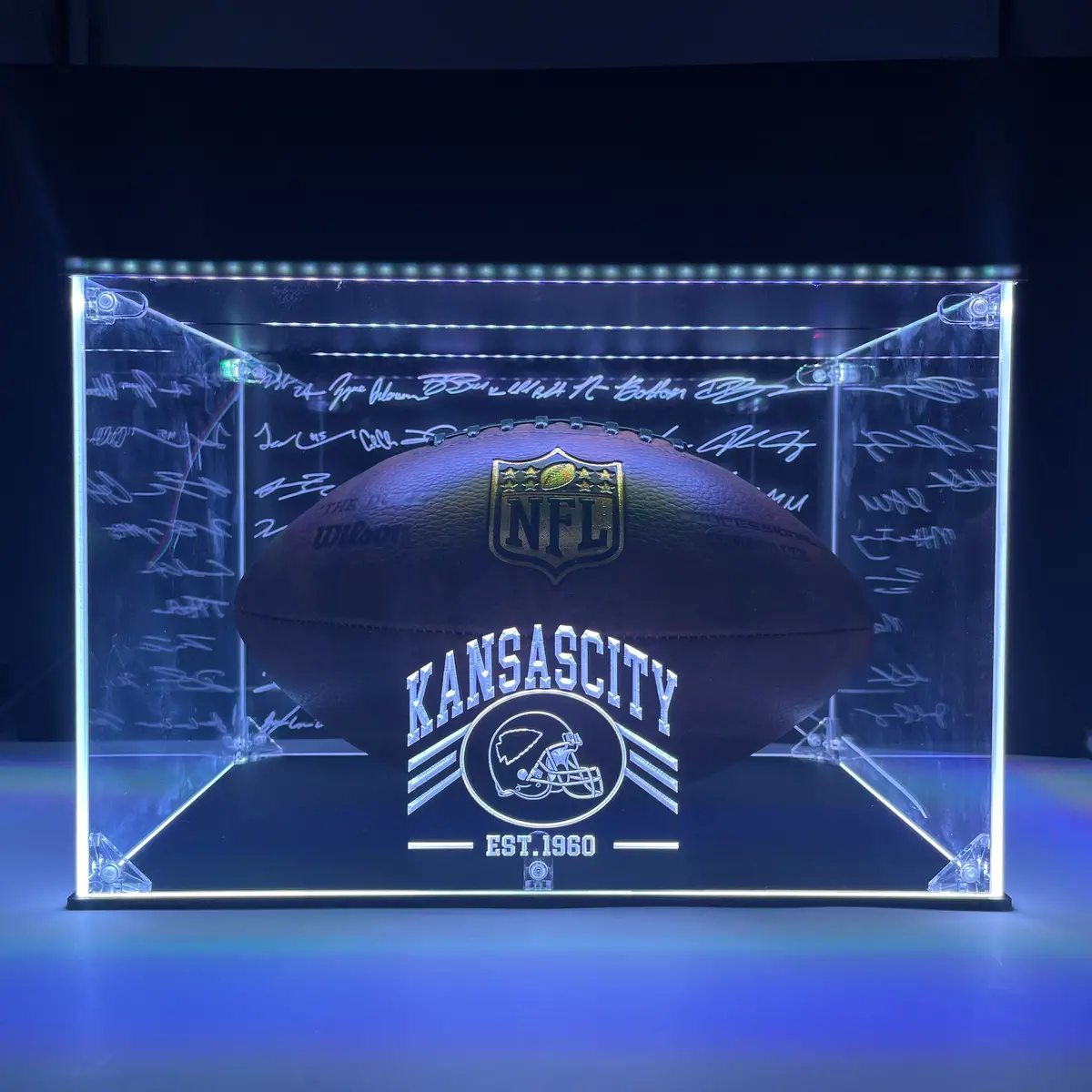 Football Display Case Nfl Team Kansas City Chiefs Memorabilia, Gift For Him 3
