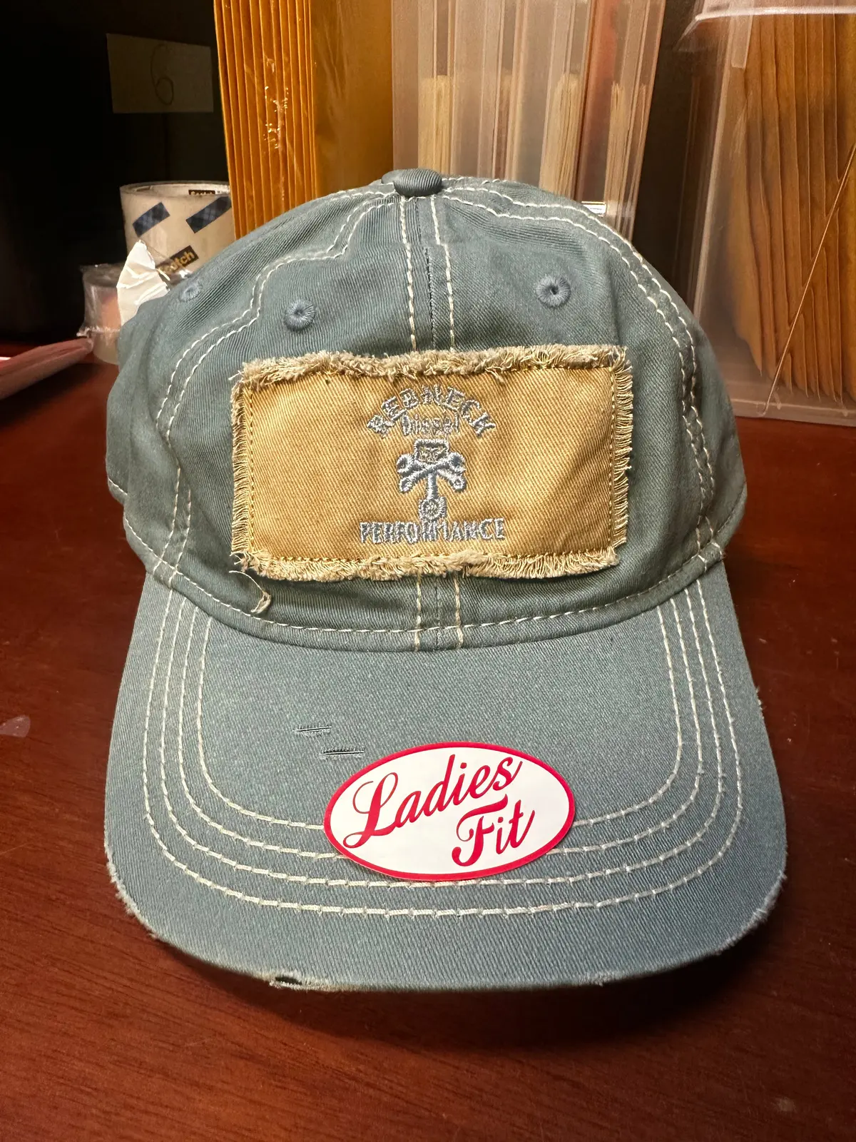 Ladies Blue Jeans Blue W/ Tan Center Patch Snapback Hat 1