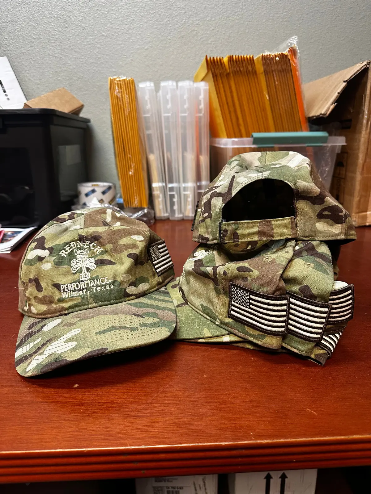 Light Camo Hat With Muted American Flag Velcro Hat 1