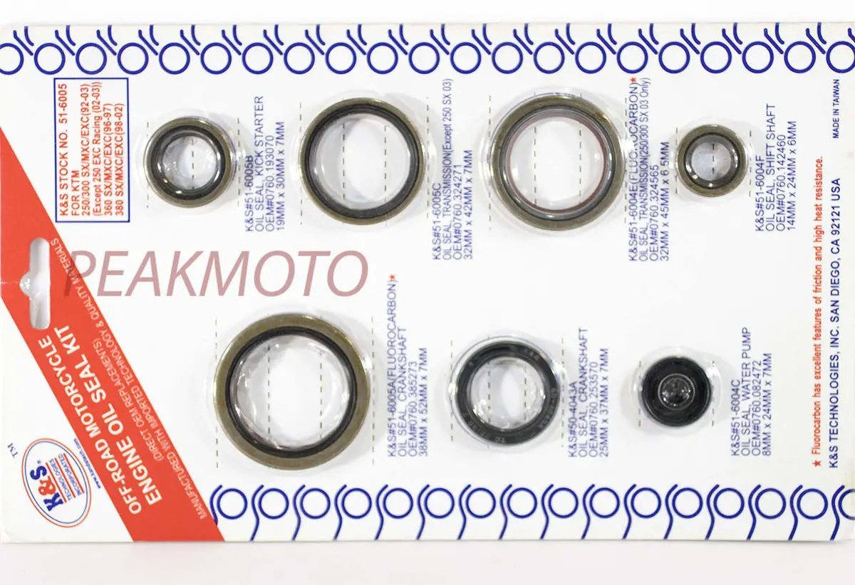 K&S Off-Road Complete  Engine Oil Seal Kit Ktm 250/300 Sx/Mxc/Exc 92-04  | 51-6005 1