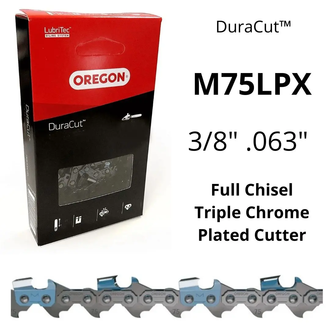 Oregon Duracut M75lpx 3/8 .063 Chain – Triple Chrome Full Chisel 1