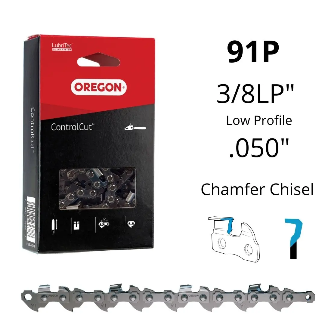 Oregon 91P Extra Guard™ Saw Chain 3/8Lp Low Profile™ .050" Chamfer Chisel™ 1