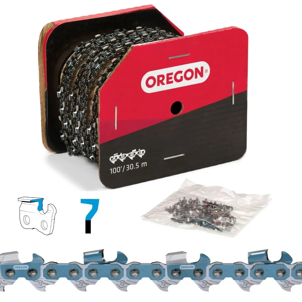 Oregon Chainsaw Chain 73Exl 3/8" .058" 100Ft Full Chisel 1