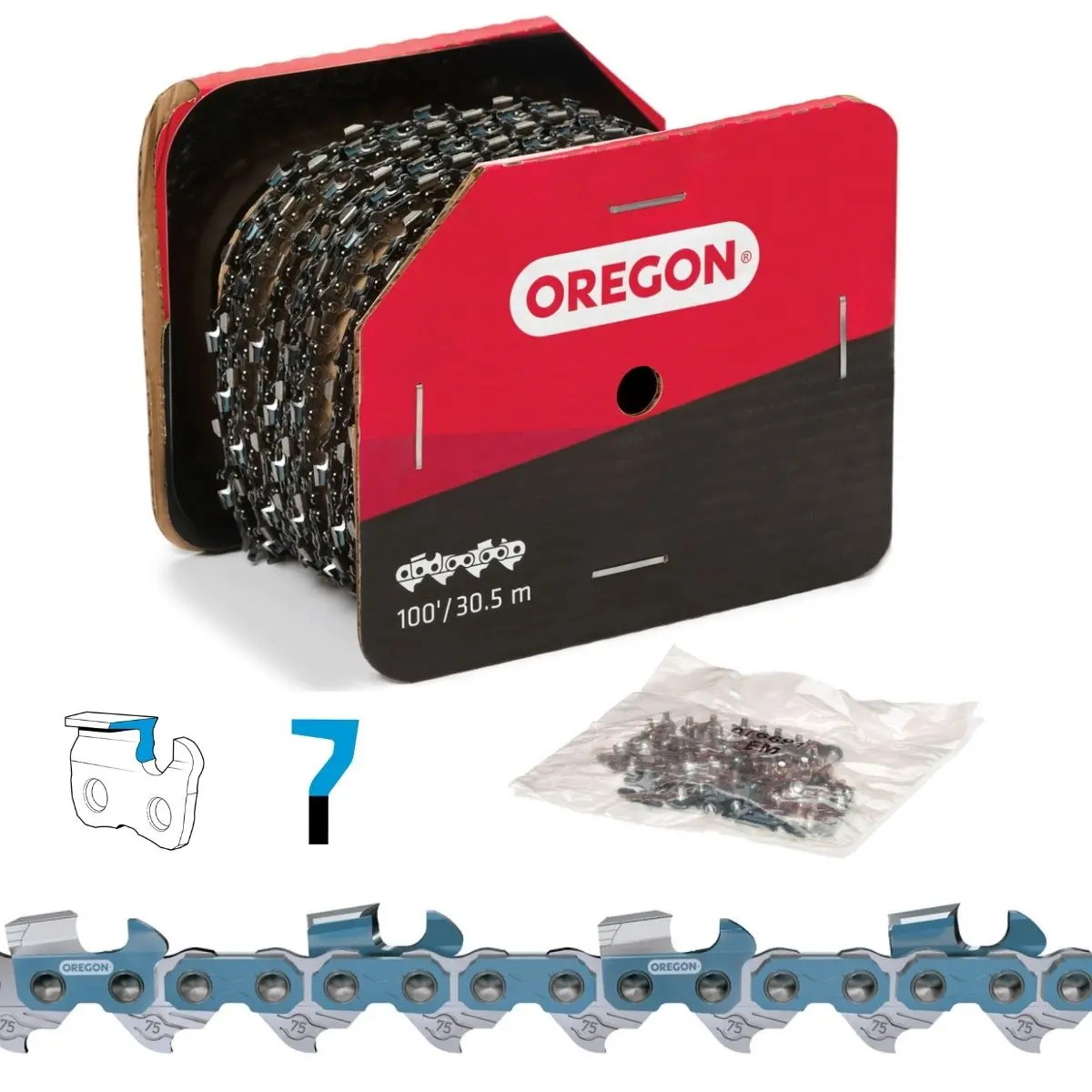 Oregon Chainsaw Chain 75Exl 3/8" .063" 100Ft Full Chisel 1