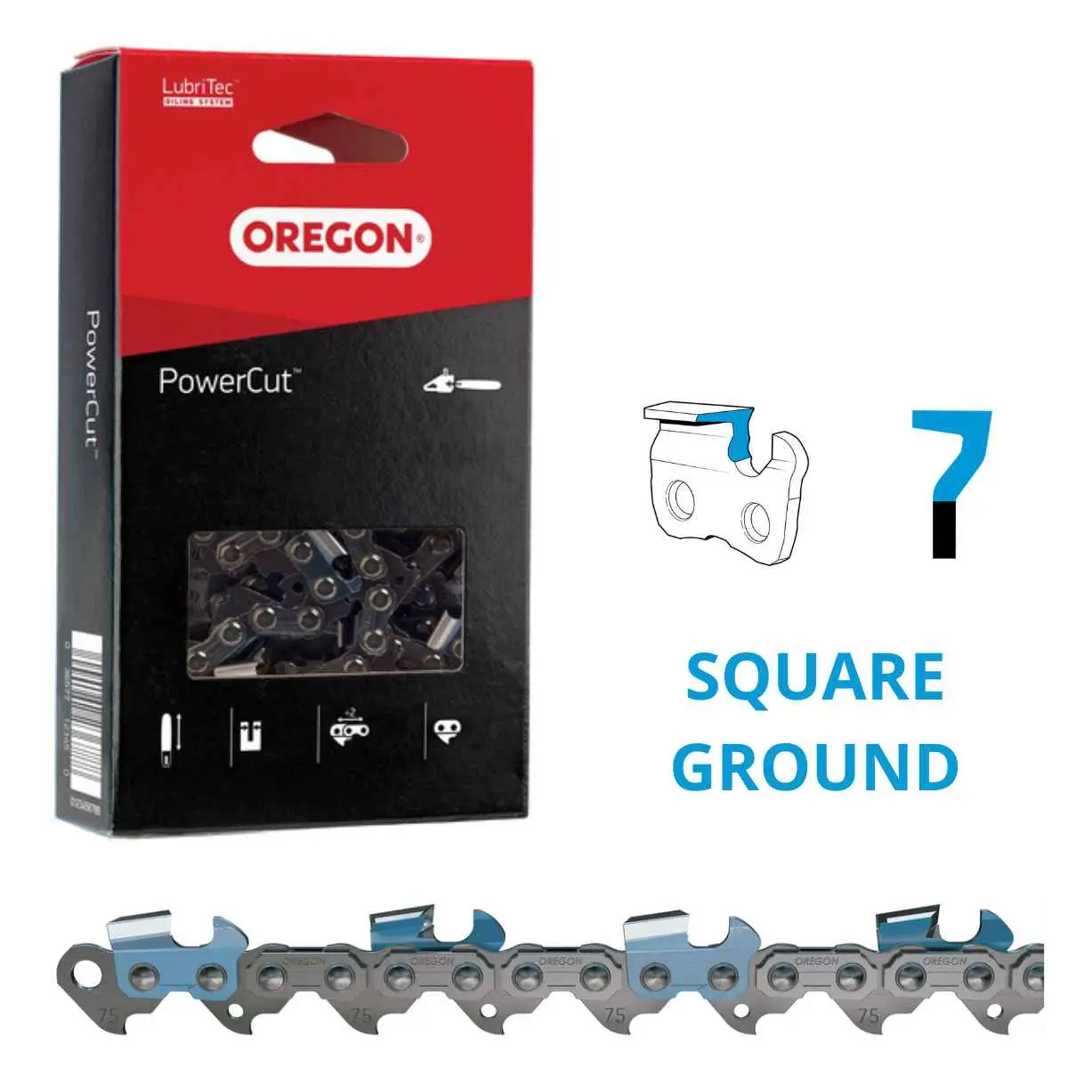 Oregon 75Cl Powercut™ Square Ground Saw Chain 3/8" .063" Full Chisel 1
