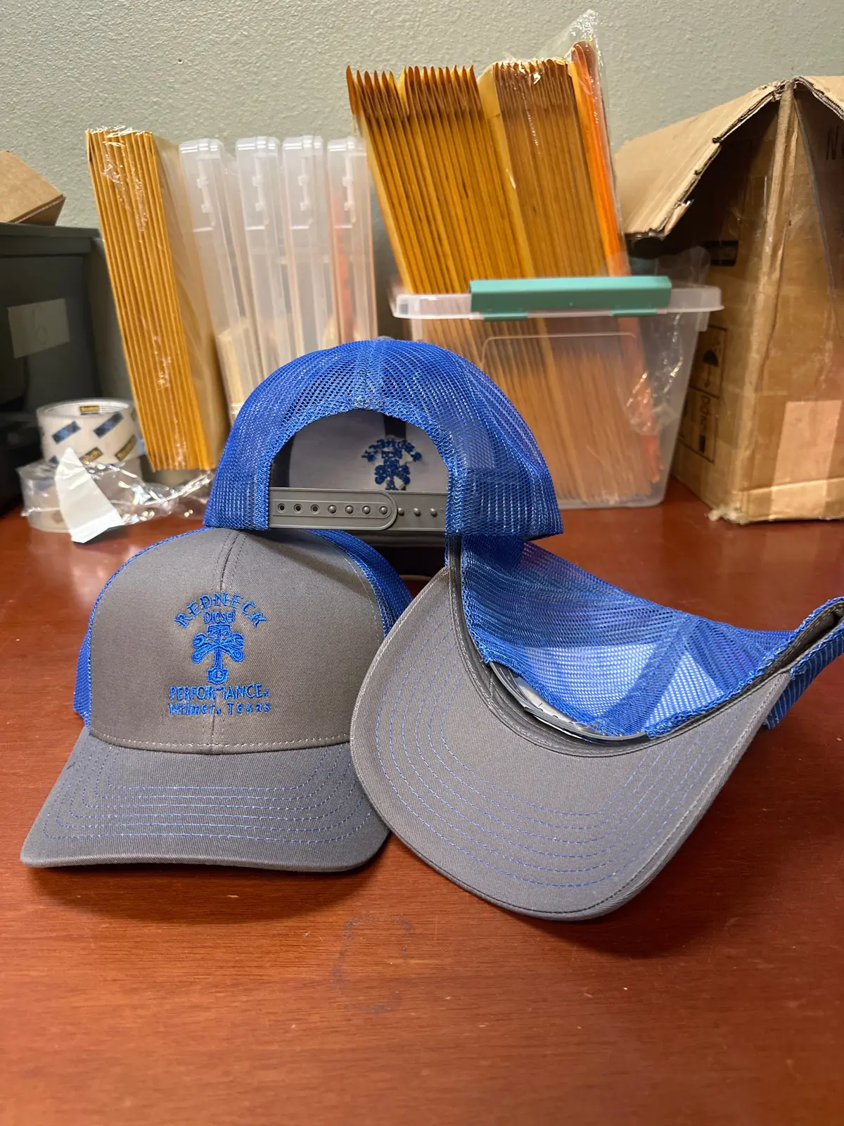Grey & Blue Center Logo Snapback Hat 1