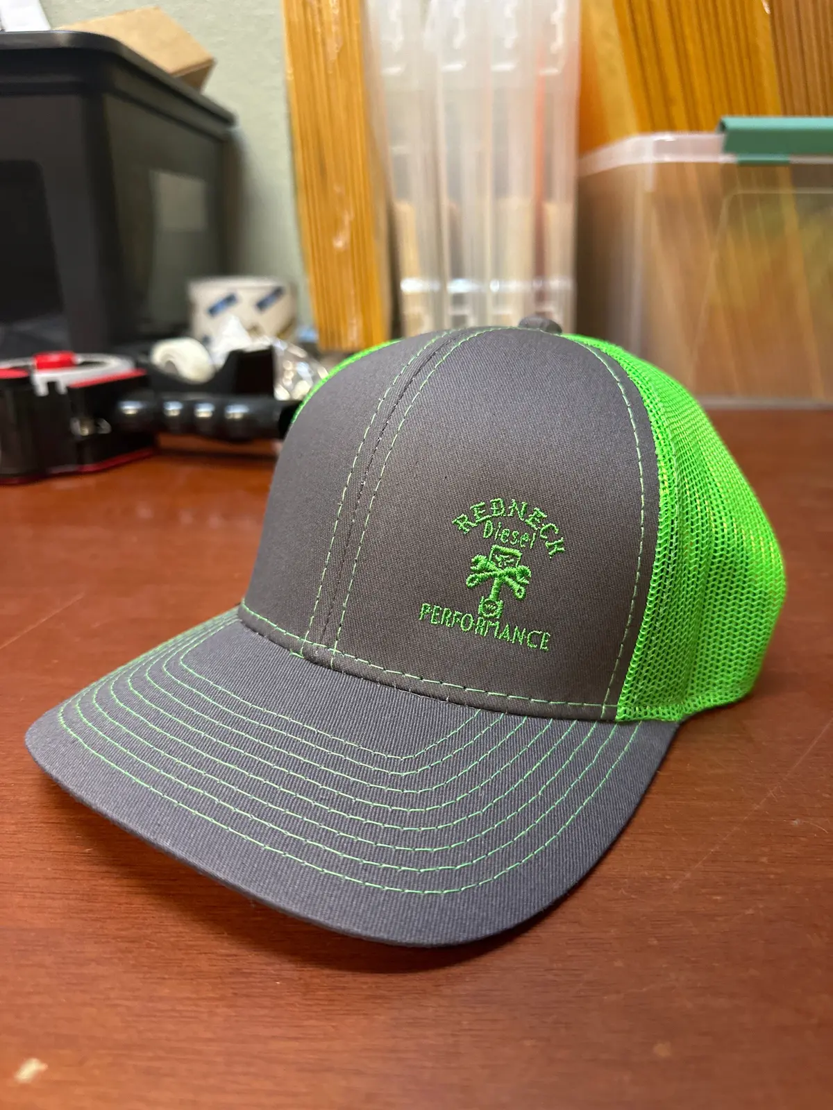 Light Green & Grey Offset Logo Velcro Hat 1