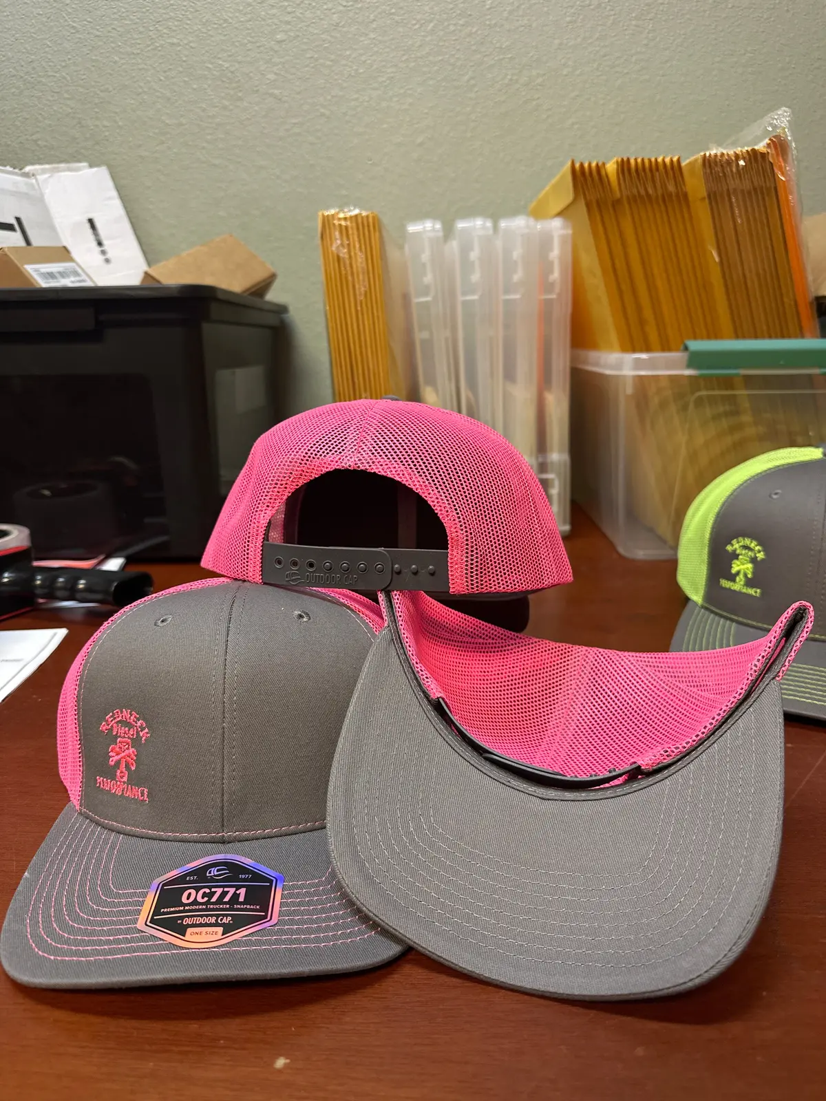 Pink & Grey Offset Logo Snapback Hat 1