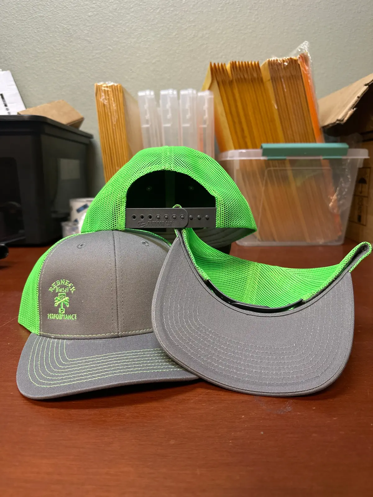 Green & Grey Offset Logo Snapback Hat 1