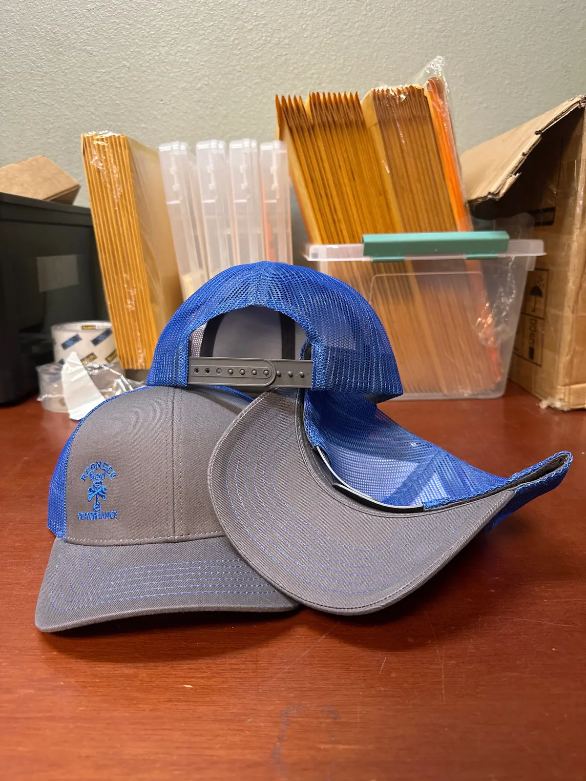 Blue & Grey Offset Logo Snapback Hat 1