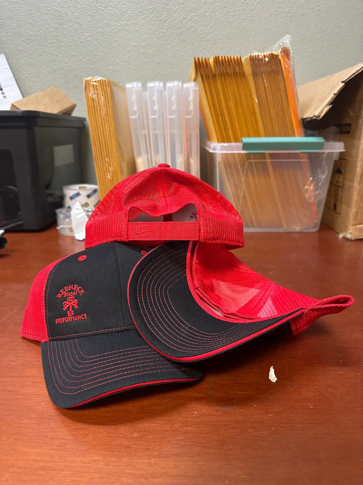 Black & Red Offset Logo Velcro Hat 1