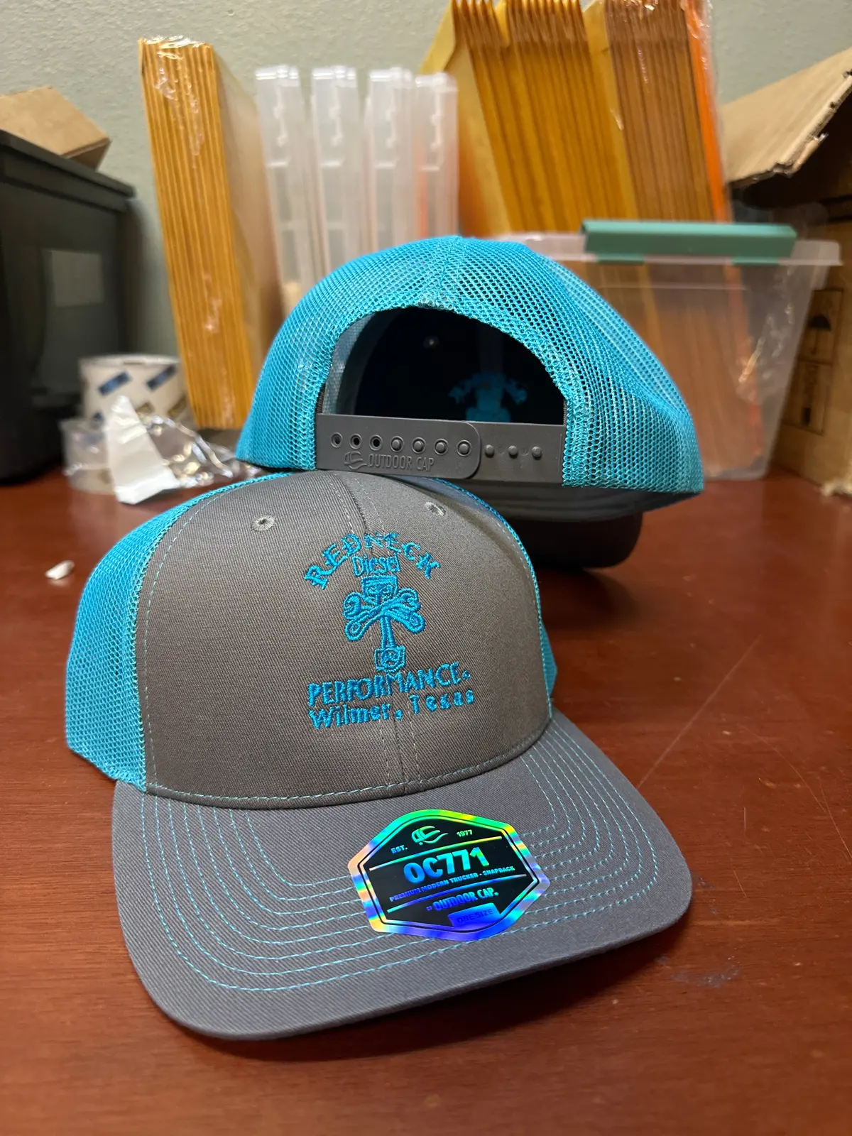 Grey & Blue Center Logo Snapback Hat 1