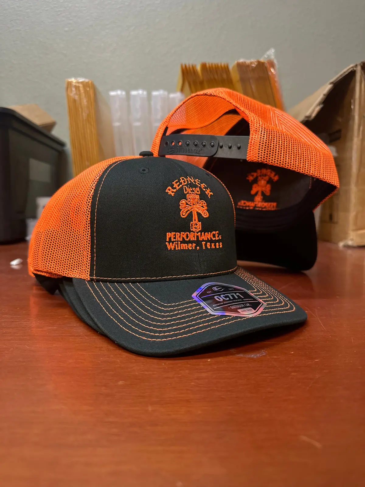 Orange & Black Center Logo Snapback Hat 1