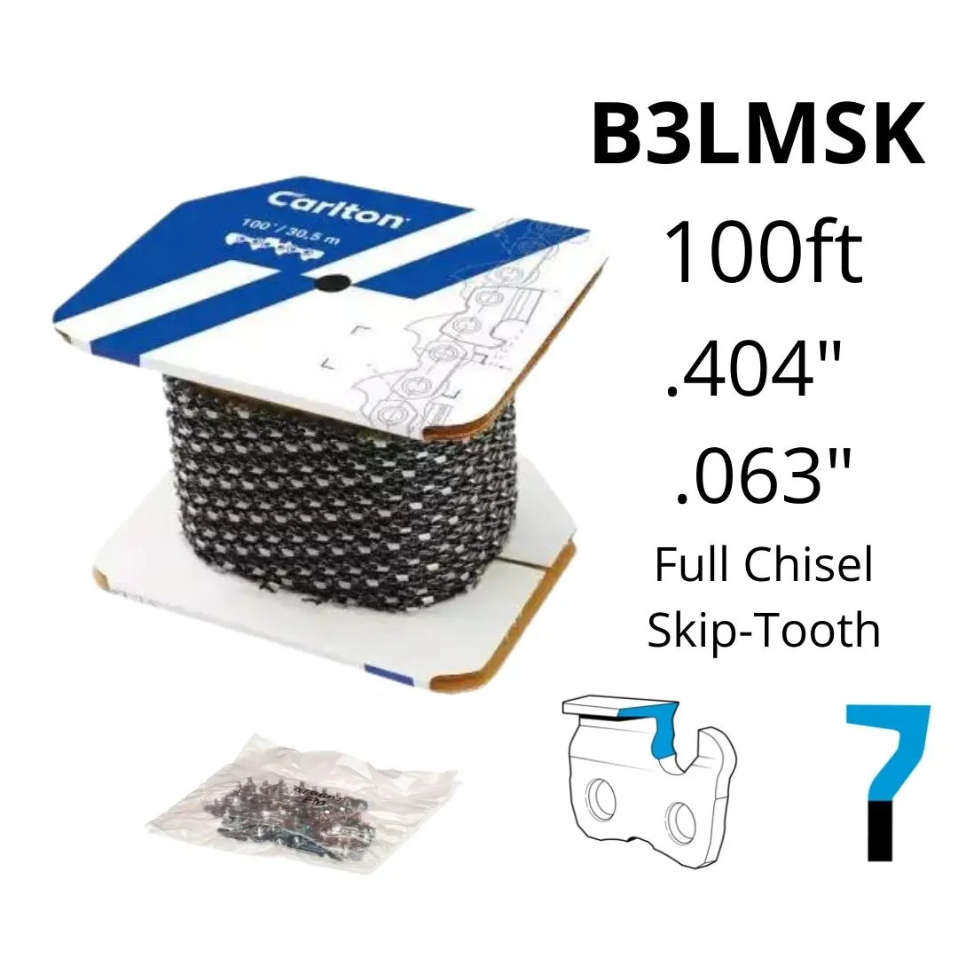 Chainsaw Chain Carlton® Skip-Tooth B3lmsk 100Ft .404" .063" Full Chisel 1