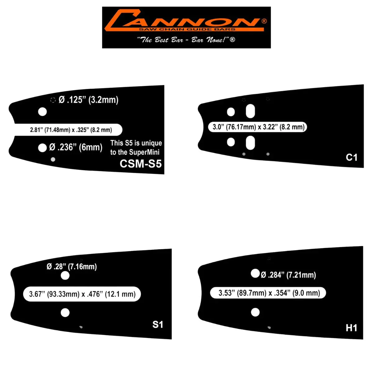 Cannon Supermini Chainsaw Bar - Narrow Kerf .050 2