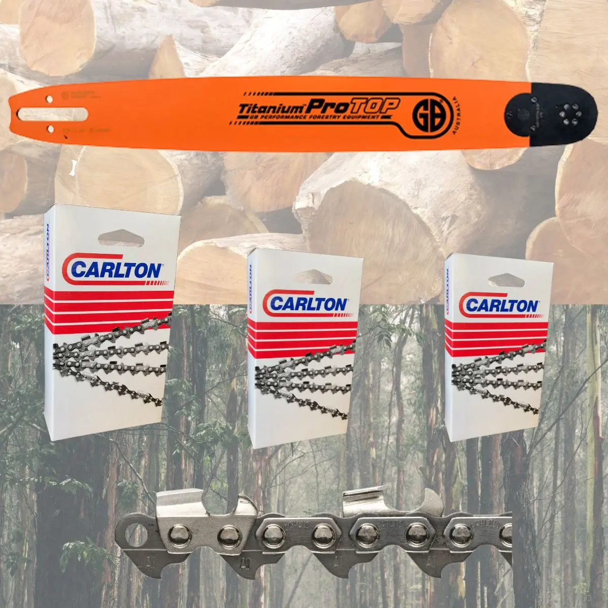 Gb Protop Titanium Bar + 3 Chain Combo, 25" 3/8" .063" Sn Stihl 1