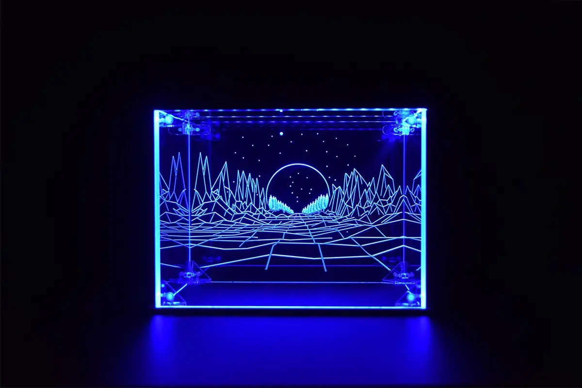 Geometric Mount Led Display Case For Diecast Scale Cars, Lego 1