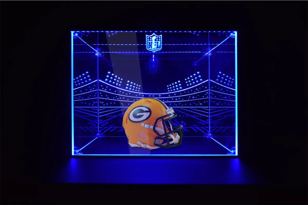 Green Bay Packers Football Helmet Led Light Display Case | Football Memorabilia Collectibles Display 2