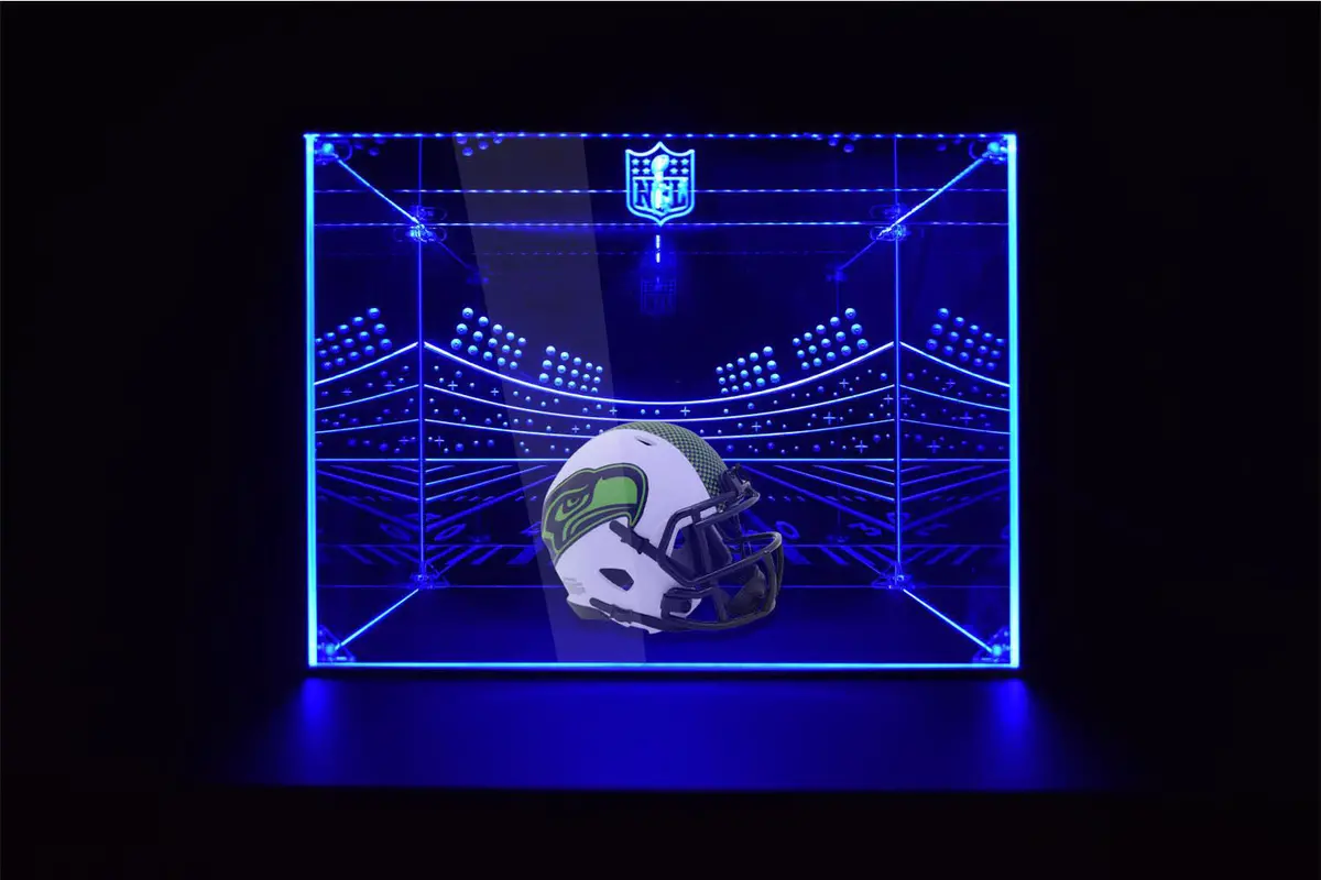 Seattle Seahawks Football Helmet Led Light Display Case | Football Memorabilia Collectibles Display 1