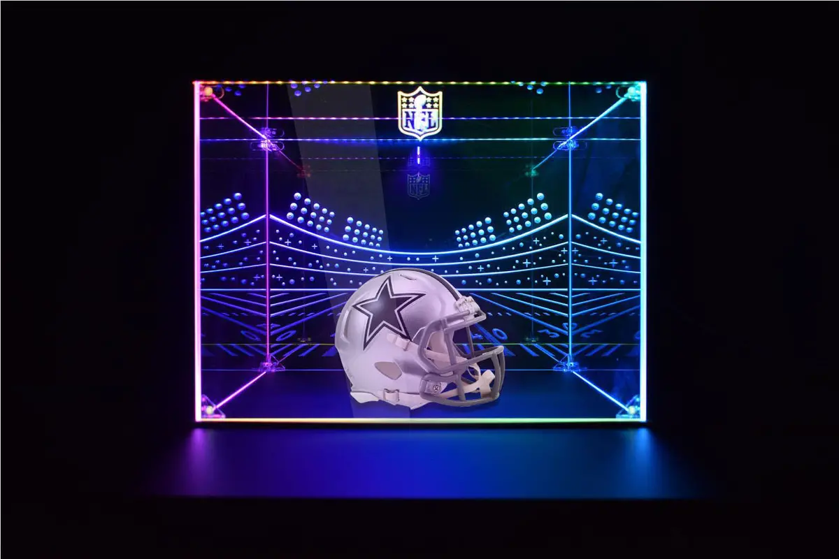 Dallas Cowboys Football Helmet Led Light Display Case | Football Memorabilia Collectibles Display 1