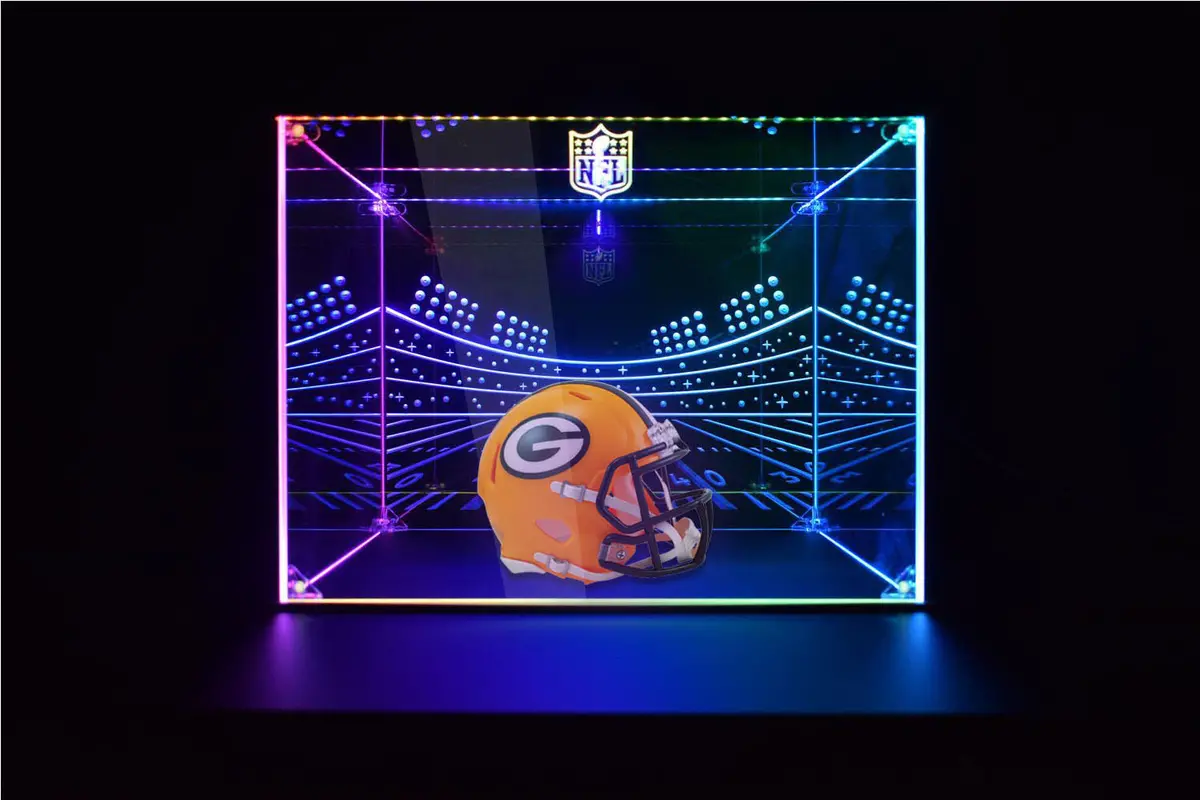 Green Bay Packers Football Helmet Led Light Display Case | Football Memorabilia Collectibles Display 4