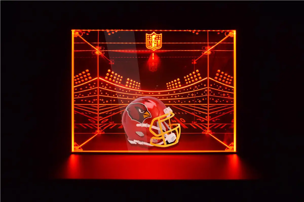 Arizona Cardinals Football Helmet Led Light Display Case | Football Memorabilia Collectibles Display 1