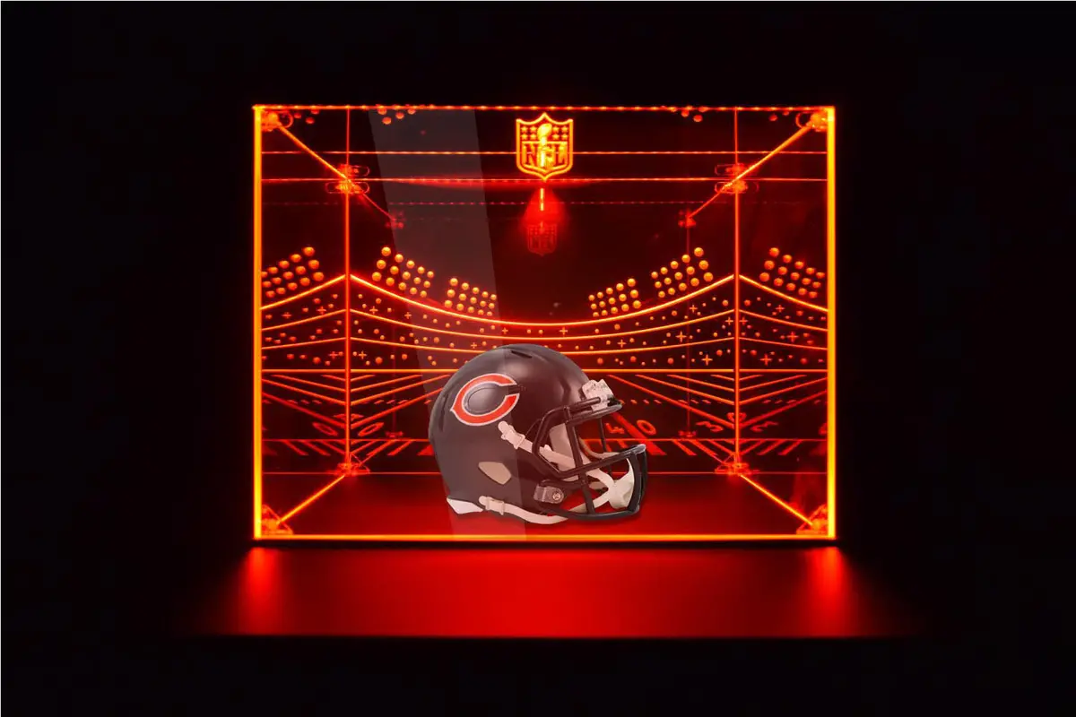Chicago Bears Football Helmet Led Light Display Case | Football Memorabilia Collectibles Display 1