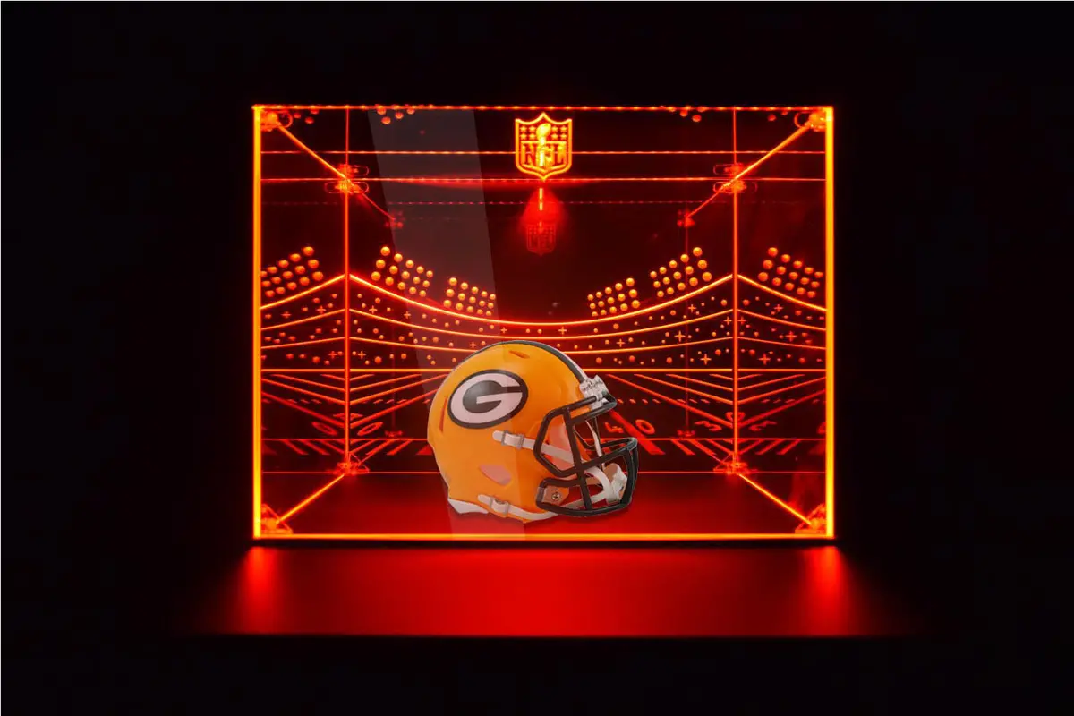 Green Bay Packers Football Helmet Led Light Display Case | Football Memorabilia Collectibles Display 3