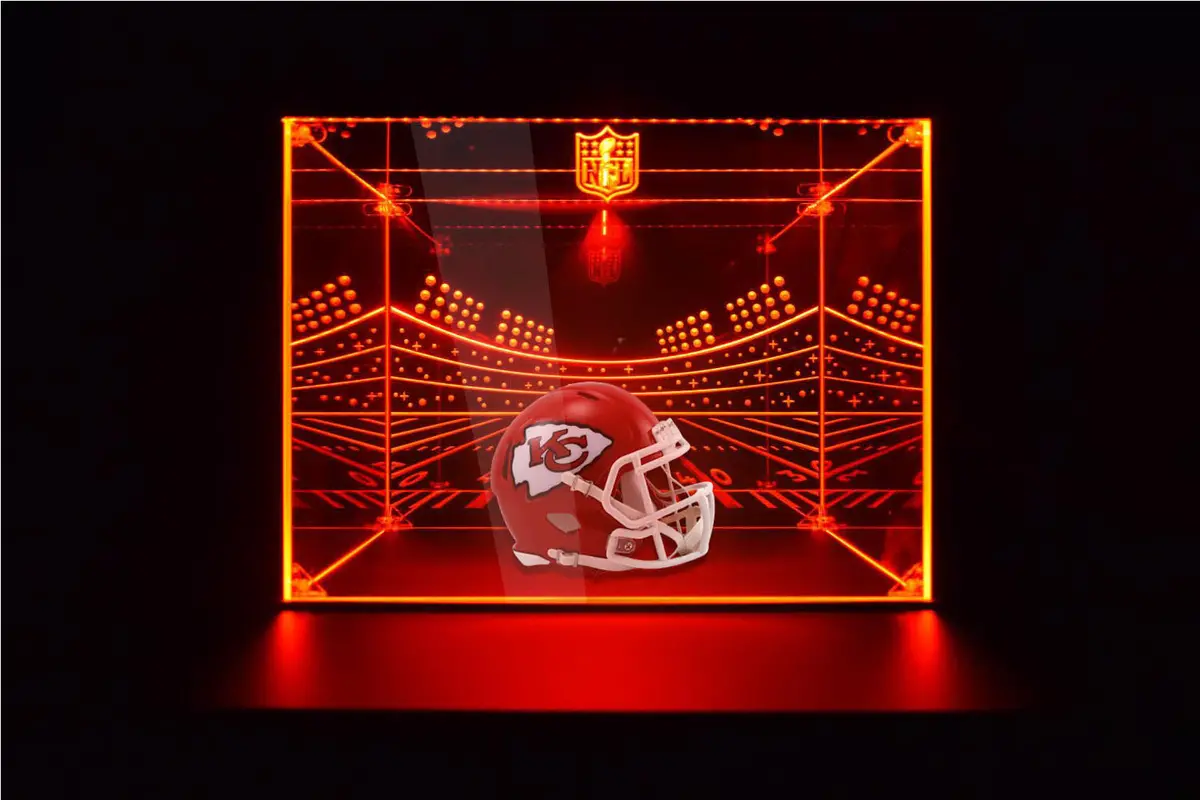 Kansas City Chiefs Football Helmet Led Light Display Case | Football Memorabilia Collectibles Display 1
