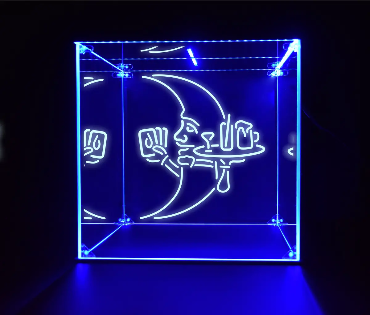 Wine, Champagne, Liquor, Beverage Bottle Led Display Case, Blue Moon Collection 1