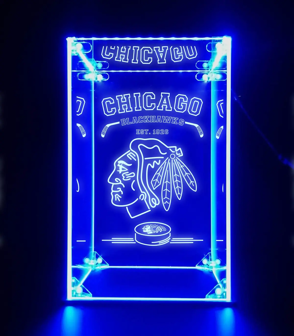 Led Display Case For Chicago Blackhawks Sports Memorabilia 1